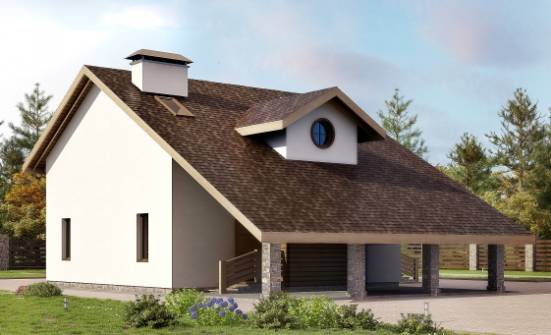 155-010-Л Проект двухэтажного дома с мансардой и гаражом, бюджетный коттедж из арболита Абакан | Проекты домов от House Expert