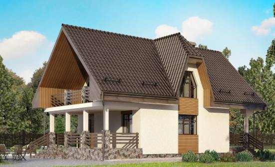 150-001-Л Проект двухэтажного дома мансардой, гараж, простой домик из блока Саяногорск | Проекты домов от House Expert