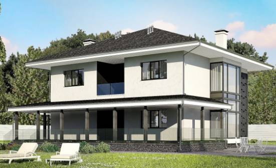 245-002-П Проект двухэтажного дома, гараж, уютный дом из бризолита Саяногорск | Проекты домов от House Expert