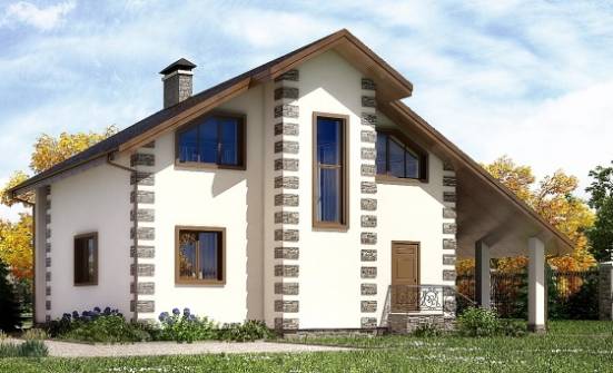 150-003-Л Проект двухэтажного дома с мансардой, гараж, компактный домик из дерева Абакан | Проекты домов от House Expert