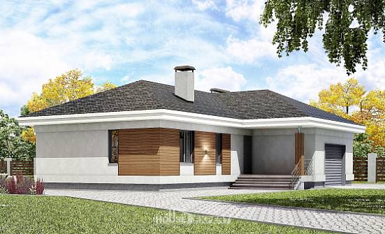165-001-П Проект одноэтажного дома и гаражом, компактный домик из твинблока Саяногорск | Проекты домов от House Expert