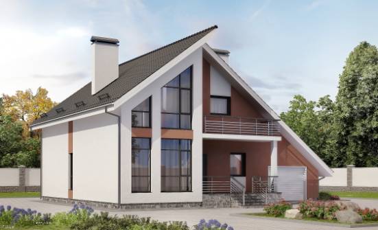 200-007-П Проект двухэтажного дома мансардой и гаражом, красивый коттедж из газосиликатных блоков Абакан | Проекты домов от House Expert