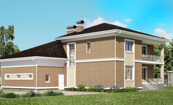 335-002-П Проект двухэтажного дома и гаражом, современный дом из кирпича Абакан | Проекты домов от House Expert