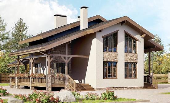 240-003-Л Проект двухэтажного дома с мансардой, классический коттедж из кирпича Абакан | Проекты домов от House Expert