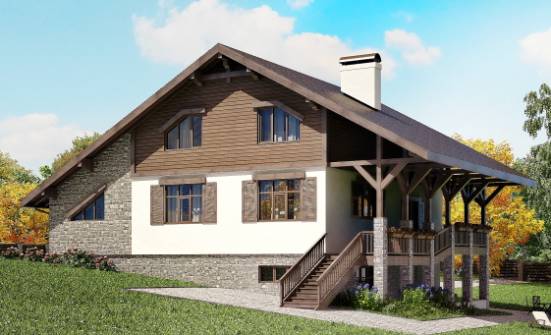 300-003-П Проект трехэтажного дома с мансардой, гараж, большой загородный дом из кирпича Саяногорск | Проекты домов от House Expert