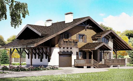 270-001-Л Проект двухэтажного дома с мансардным этажом и гаражом, красивый коттедж из кирпича Саяногорск | Проекты домов от House Expert