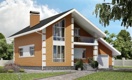 190-006-П Проект двухэтажного дома с мансардным этажом и гаражом, просторный дом из пеноблока Абакан | Проекты домов от House Expert
