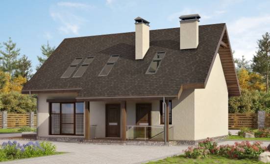 155-012-Л Проект двухэтажного дома мансардой, бюджетный загородный дом из пеноблока Абакан | Проекты домов от House Expert