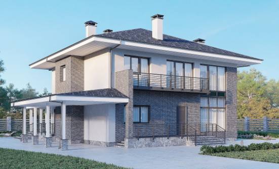 250-004-Л Проект двухэтажного дома, классический загородный дом из твинблока Саяногорск | Проекты домов от House Expert