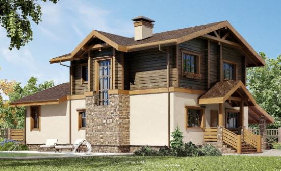 170-004-П Проект двухэтажного дома мансардой и гаражом, доступный домик из бризолита из бревен Абакан | Проекты домов от House Expert