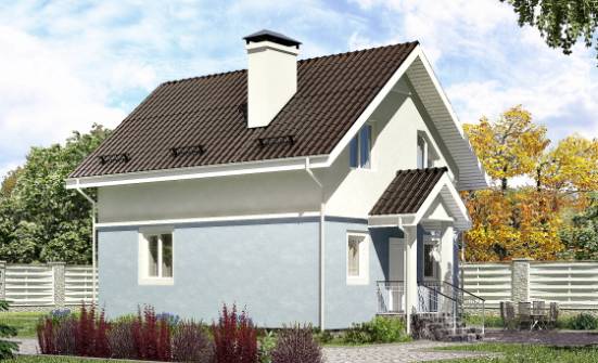 095-002-П Проект двухэтажного дома мансардный этаж, небольшой коттедж из блока Абакан | Проекты домов от House Expert