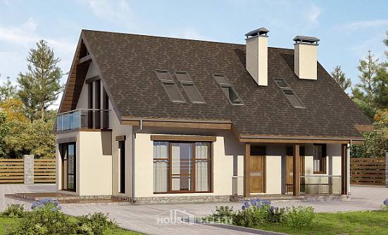 155-012-Л Проект двухэтажного дома мансардой, бюджетный загородный дом из пеноблока Абакан | Проекты домов от House Expert
