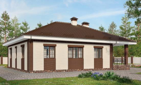 160-015-П Проект одноэтажного дома и гаражом, простой загородный дом из газосиликатных блоков Саяногорск | Проекты домов от House Expert