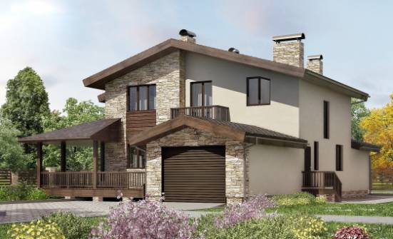 220-001-Л Проект двухэтажного дома мансардой, гараж, красивый загородный дом из арболита Абакан | Проекты домов от House Expert