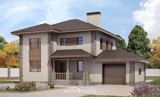 185-004-П Проект двухэтажного дома, гараж, просторный коттедж из бризолита Абакан | Проекты домов от House Expert
