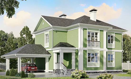 170-001-Л Проект двухэтажного дома, гараж, скромный коттедж из твинблока Абакан | Проекты домов от House Expert
