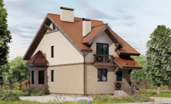 120-003-Л Проект двухэтажного дома мансардой, недорогой коттедж из газобетона Абакан | Проекты домов от House Expert