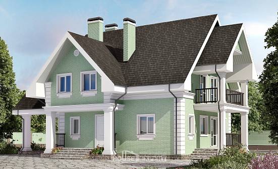 140-003-Л Проект двухэтажного дома мансардный этаж, гараж, простой домик из пеноблока Саяногорск | Проекты домов от House Expert