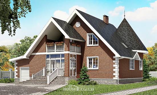220-002-Л Проект двухэтажного дома мансардой, гараж, современный загородный дом из бризолита Абакан | Проекты домов от House Expert