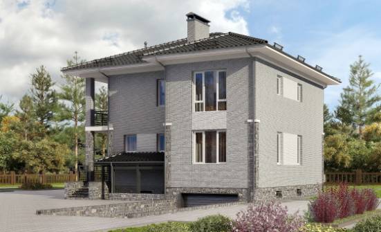 275-004-П Проект трехэтажного дома, гараж, современный дом из кирпича Абакан | Проекты домов от House Expert