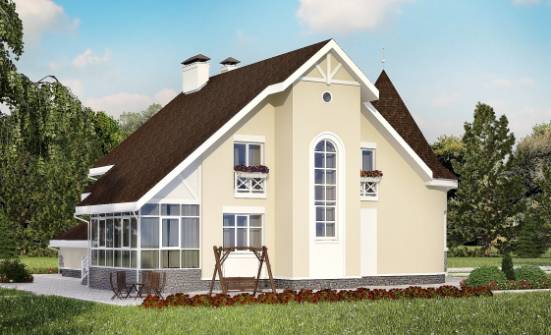 275-001-Л Проект двухэтажного дома мансардой и гаражом, современный загородный дом из кирпича Абакан | Проекты домов от House Expert