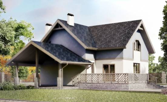 150-011-П Проект двухэтажного дома с мансардой и гаражом, бюджетный домик из керамзитобетонных блоков Абакан | Проекты домов от House Expert