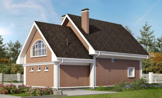 185-003-П Проект двухэтажного дома с мансардным этажом и гаражом, уютный коттедж из газобетона Абакан | Проекты домов от House Expert