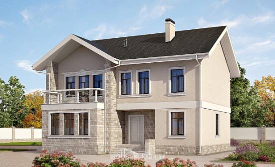 170-008-Л Проект двухэтажного дома, бюджетный коттедж из теплоблока Саяногорск | Проекты домов от House Expert
