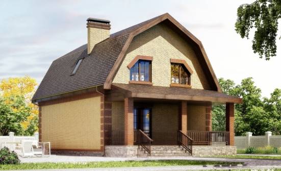130-005-Л Проект двухэтажного дома с мансардой, компактный коттедж из керамзитобетонных блоков Абакан | Проекты домов от House Expert