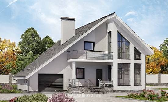 200-007-Л Проект двухэтажного дома мансардой и гаражом, красивый загородный дом из бризолита Саяногорск | Проекты домов от House Expert