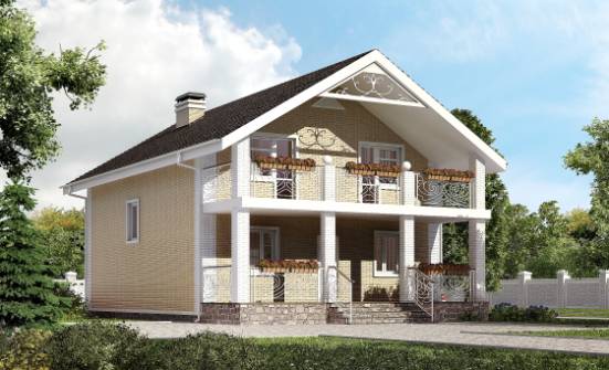 150-007-Л Проект двухэтажного дома с мансардным этажом, уютный дом из арболита Саяногорск | Проекты домов от House Expert