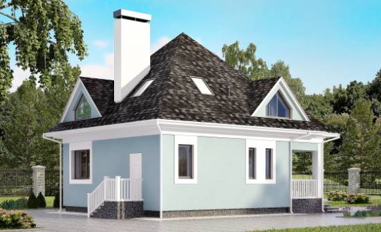 110-001-Л Проект двухэтажного дома с мансардным этажом, небольшой коттедж из поризованных блоков Саяногорск | Проекты домов от House Expert