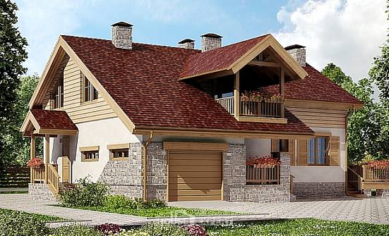 165-002-П Проект двухэтажного дома мансардой и гаражом, доступный дом из газосиликатных блоков Абакан | Проекты домов от House Expert