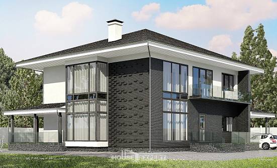 245-002-П Проект двухэтажного дома, гараж, уютный дом из бризолита Саяногорск | Проекты домов от House Expert