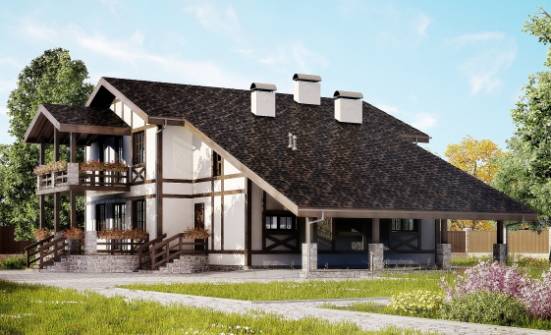 250-002-Л Проект двухэтажного дома мансардный этаж и гаражом, красивый загородный дом из кирпича Абакан | Проекты домов от House Expert