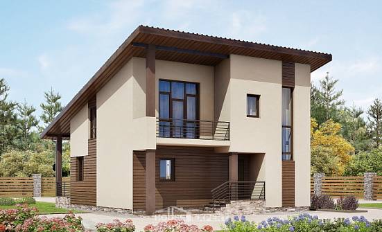 140-005-Л Проект двухэтажного дома с мансардным этажом, красивый загородный дом из бризолита Абакан | Проекты домов от House Expert