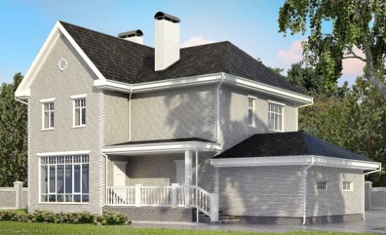 190-001-Л Проект двухэтажного дома, гараж, красивый коттедж из кирпича Абакан | Проекты домов от House Expert