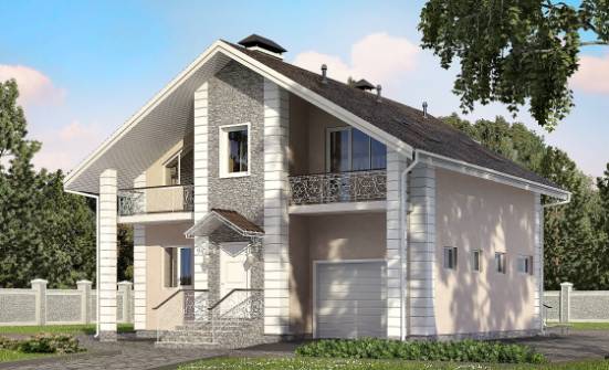 150-002-П Проект двухэтажного дома с мансардой и гаражом, бюджетный домик из арболита Абакан | Проекты домов от House Expert