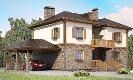 155-006-Л Проект двухэтажного дома, гараж, красивый коттедж из блока Абакан | Проекты домов от House Expert