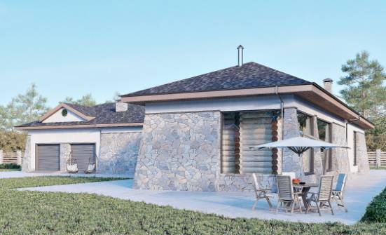 280-004-Л Проект одноэтажного дома, гараж, большой загородный дом из керамзитобетонных блоков Саяногорск | Проекты одноэтажных домов от House Expert