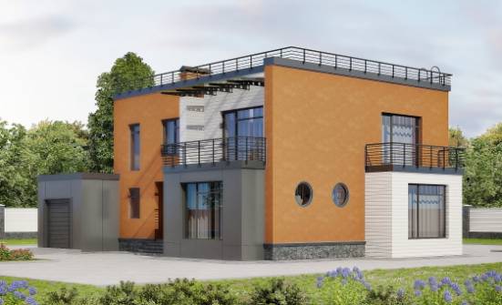 260-002-Л Проект двухэтажного дома и гаражом, огромный домик из керамзитобетонных блоков Саяногорск | Проекты домов от House Expert