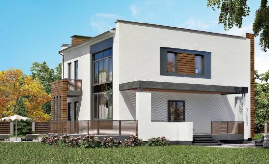 220-003-П Проект двухэтажного дома и гаражом, средний коттедж из газобетона Саяногорск | Проекты домов от House Expert