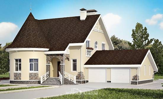 275-001-Л Проект двухэтажного дома мансардой и гаражом, современный загородный дом из кирпича Абакан | Проекты домов от House Expert