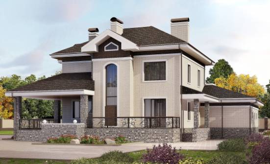 365-001-Л Проект трехэтажного дома, гараж, огромный дом из кирпича Абакан | Проекты домов от House Expert