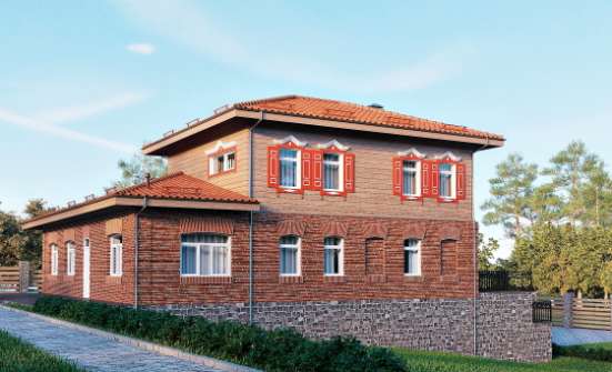 380-002-Л Проект трехэтажного дома, гараж, красивый домик из кирпича Абакан | Проекты домов от House Expert