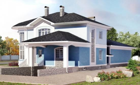 620-001-П Проект трехэтажного дома и гаражом, большой дом из газобетона Саяногорск | Проекты домов от House Expert