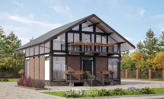 170-007-П Проект двухэтажного дома мансардой, бюджетный коттедж из дерева, Саяногорск