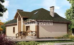 180-010-П Проект двухэтажного дома с мансардой, гараж, простой коттедж из теплоблока Абакан, House Expert