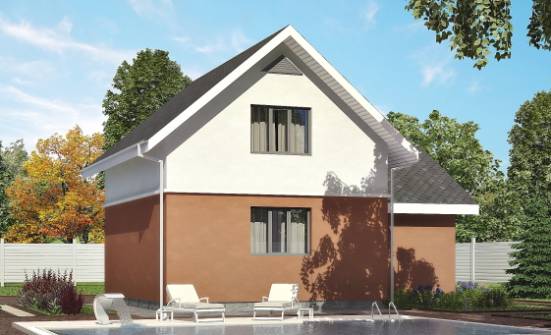 120-002-Л Проект двухэтажного дома с мансардой и гаражом, уютный домик из пеноблока Саяногорск | Проекты домов от House Expert