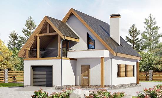120-005-П Проект двухэтажного дома с мансардой и гаражом, красивый загородный дом из газосиликатных блоков Абакан | Проекты домов от House Expert